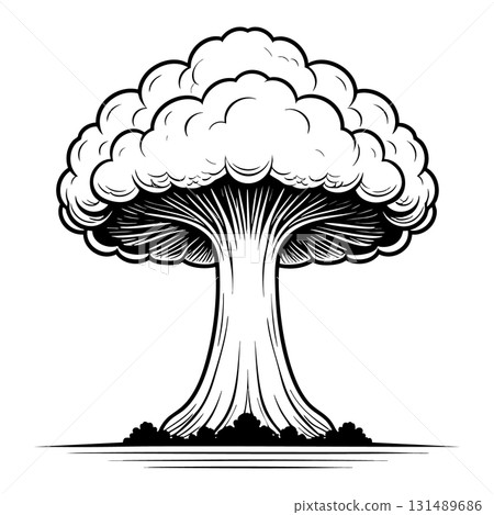 Nuclear explosion mushroom cloud Silhouette Black Vector Nuclear explosion mushroom cloud Silhouette Black Vector 131489686