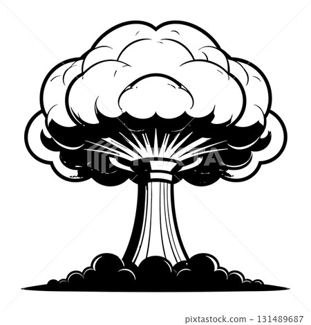 Nuclear explosion mushroom cloud Silhouette Black Vector Nuclear explosion mushroom cloud Silhouette Black Vector 131489687