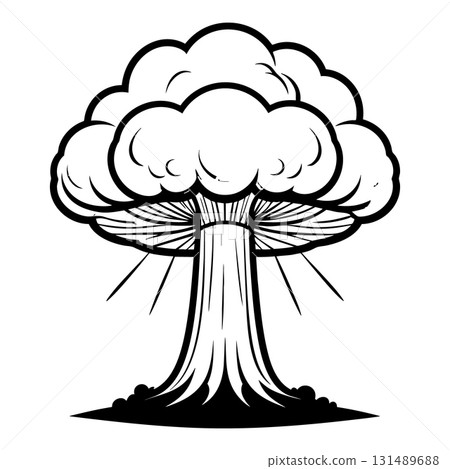 Nuclear explosion mushroom cloud Silhouette Black Vector 131489688