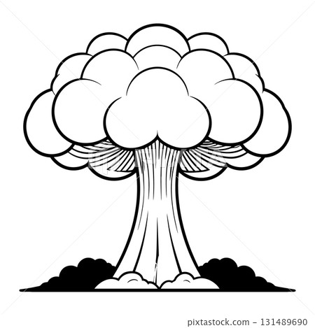 Nuclear explosion mushroom cloud Silhouette Black Vector 131489690