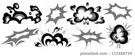 Black and white manga explosive effect clouds Black and white manga explosive effect clouds 131489734