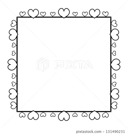 Square Heart Outline Frame | Black Vector Silhouette Illustration Square Heart Outline Frame | Black Vector Silhouette Illustration 131490231