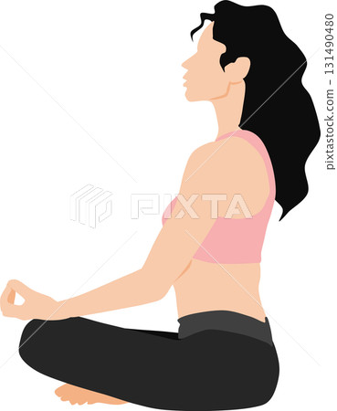 女性做瑜珈的剪影插圖 131490480