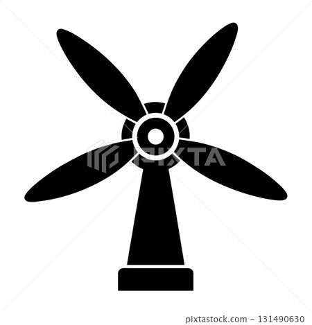 Home Appliance Stand Fan Silhouette | Black Vector Illustration 131490630