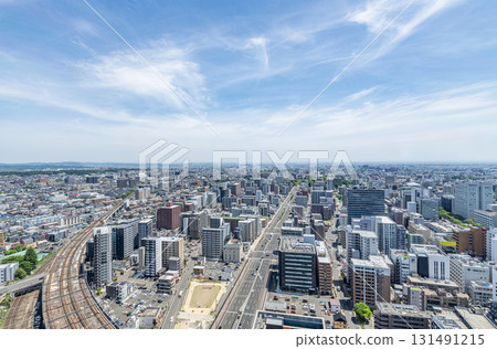 Sendai City, Miyagi Prefecture - View of the cityscape from a high vantage point (eastward from near JR Sendai Station) 131491215