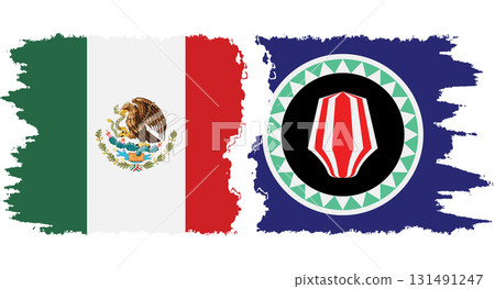 Bougainville and Mexico grunge flags connection vector 131491247