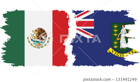 British Virgin Islands and Mexico grunge flags connection vector 131491249