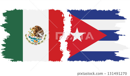 Cuba and Mexico grunge flags connection vector 131491270