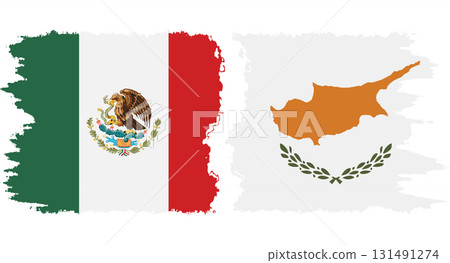 Cyprus and Mexico grunge flags connection vector 131491274