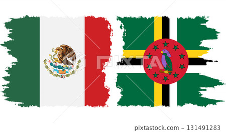 Dominica and Mexico grunge flags connection vector Dominica and Mexico grunge flags connection vector 131491283