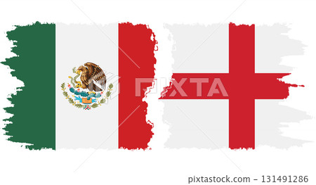 England and Mexico grunge flags connection vector 131491286