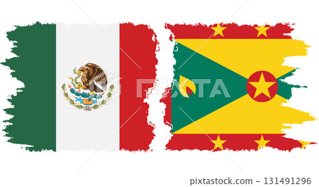 Grenada and Mexico grunge flags connection vector 131491296