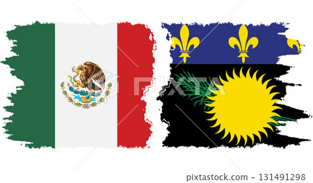 Guadeloupe and Mexico grunge flags connection vector Guadeloupe and Mexico grunge flags connection vector 131491298