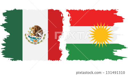 Kurdistan and Mexico grunge flags connection vector 131491310