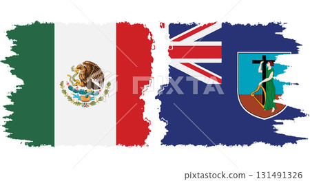 Montserrat and Mexico grunge flags connection vector 131491326