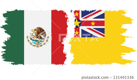 Niue and Mexico grunge flags connection vector 131491336