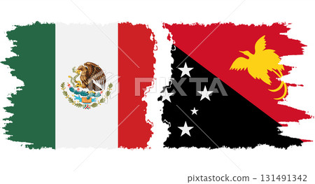 Papua New Guinea and Mexico grunge flags connection vector 131491342