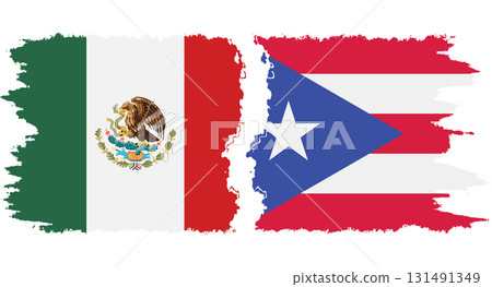 Puerto Rico and Mexico grunge flags connection vector 131491349