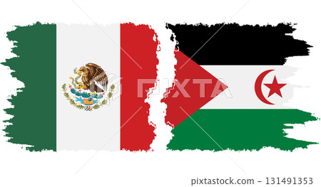 Western Sahara and Mexico grunge flags connection vector 131491353