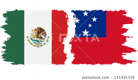 Independent State and Mexico grunge flags connection vector 131491356