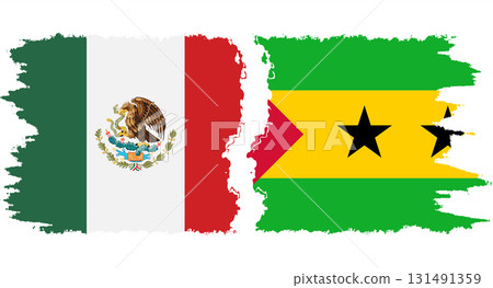 Sao Tome and Principe and Mexico grunge flags connection vector 131491359