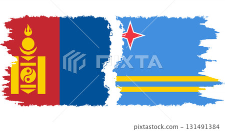 Aruba and Mongolia grunge flags connection vector Aruba and Mongolia grunge flags connection vector 131491384