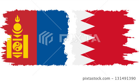 Bahrain and Mongolia grunge flags connection vector 131491390