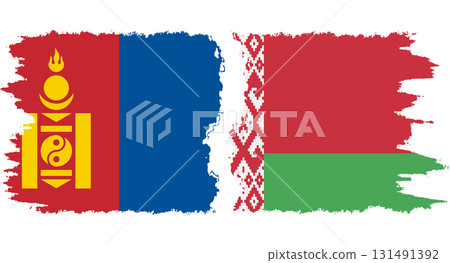 Belarusian and Mongolia grunge flags connection vector 131491392