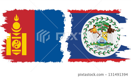 Belize and Mongolia grunge flags connection vector 131491394