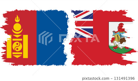 Bermuda and Mongolia grunge flags connection vector 131491396
