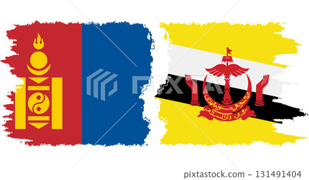Brunei and Mongolia grunge flags connection vector Brunei and Mongolia grunge flags connection vector 131491404