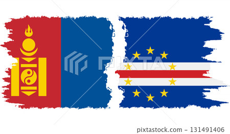 Cape Verde and Mongolia grunge flags connection vector Cape Verde and Mongolia grunge flags connection vector 131491406