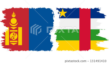 Central African Republic and Mongolia grunge flags connection vecto 131491410