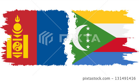 Comoros and Mongolia grunge flags connection vector Comoros and Mongolia grunge flags connection vector 131491416