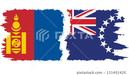 Cook Islands and Mongolia grunge flags connection vector Cook Islands and Mongolia grunge flags connection vector 131491420