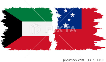Independent State and Kuwait grunge flags connection vector Independent State and Kuwait grunge flags connection vector 131491440