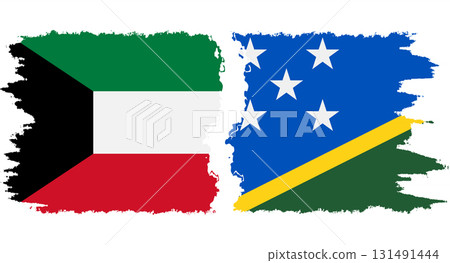 Solomon Islands and Kuwait grunge flags connection vector Solomon Islands and Kuwait grunge flags connection vector 131491444