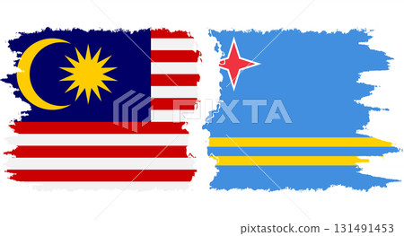 Aruba and Malaysia grunge flags connection vector Aruba and Malaysia grunge flags connection vector 131491453