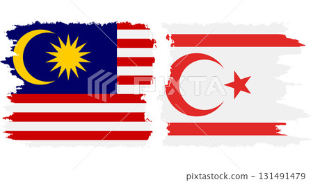 Turkish Republic of Northern Cyprus and Malaysia grunge flags conne 131491479