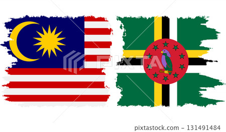 Dominica and Malaysia grunge flags connection vector Dominica and Malaysia grunge flags connection vector 131491484