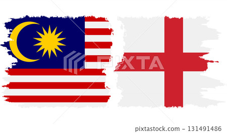 England and Malaysia grunge flags connection vector 131491486