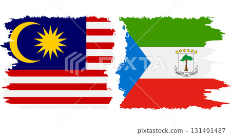 Equatorial Guinea and Malaysia grunge flags connection vector 131491487
