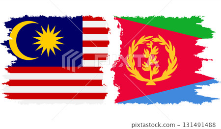 Eritrea and Malaysia grunge flags connection vector 131491488
