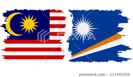 Marshall Islands and Malaysia grunge flags connection vector 131491504