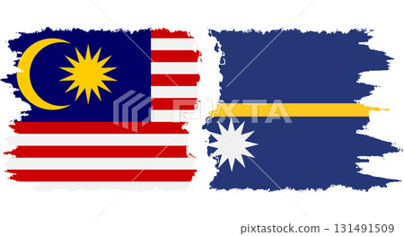 Nauru and Malaysia grunge flags connection vector 131491509