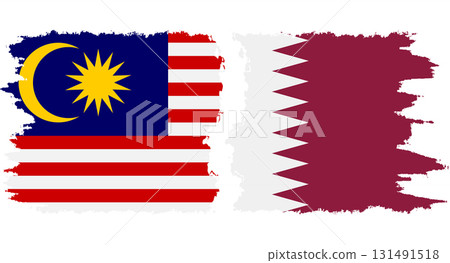 Qatar and Malaysia grunge flags connection vector 131491518