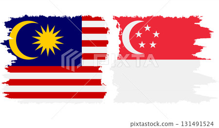 Singapore and Malaysia grunge flags connection vector Singapore and Malaysia grunge flags connection vector 131491524