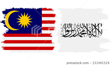 Afghanistan and Malaysia grunge flags connection vector 131491529
