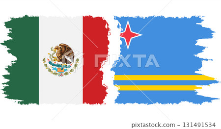 Aruba and Mexico grunge flags connection vector 131491534