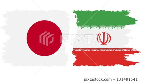 Iran and Japan grunge flags connection vector 131491541